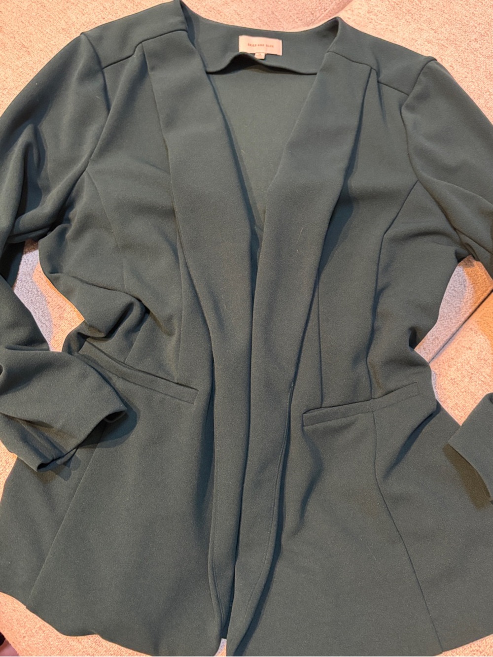 Skies Are Blue Open-Front Blazer in Deep Green
